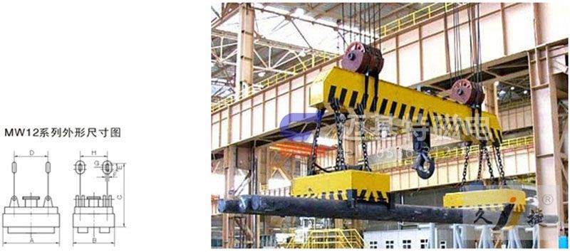 MW12系列、MW15系列吊運(yùn)捆扎螺紋鋼、圓鋼用起重電磁鐵